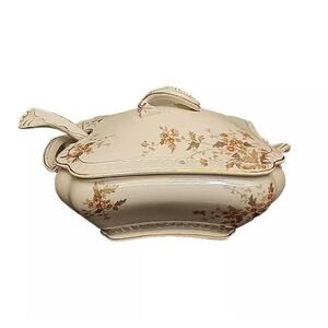 1800s Antique John Maddock‎ and Sons Covered Royal Punch bowl with ladle